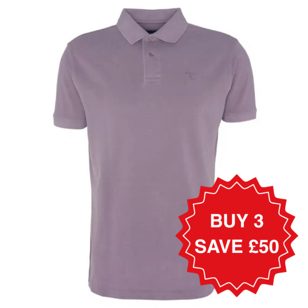 Barbour Washed-Out Sports Polo Shirt - Purple Slate