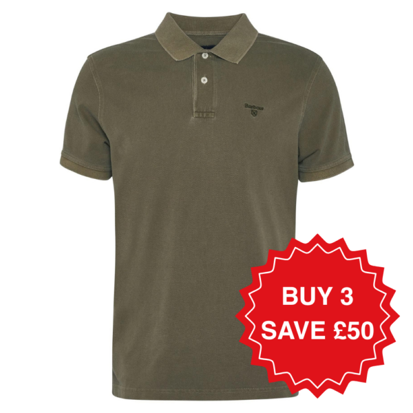 Barbour Washed-Out Sports Polo Shirt - Light Sage