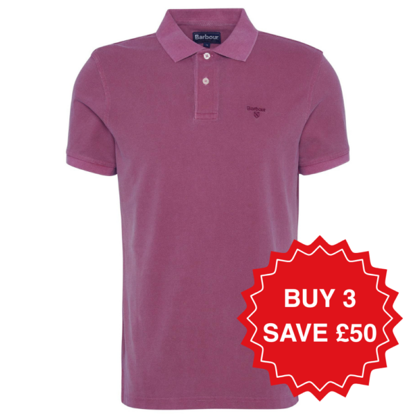 Barbour Washed-Out Sports Polo Shirt - Washed Raspberry