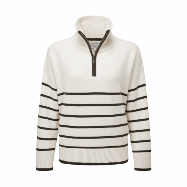 Schoffel Sandsend Quarter Zip Jumper - Soft White/Loden
