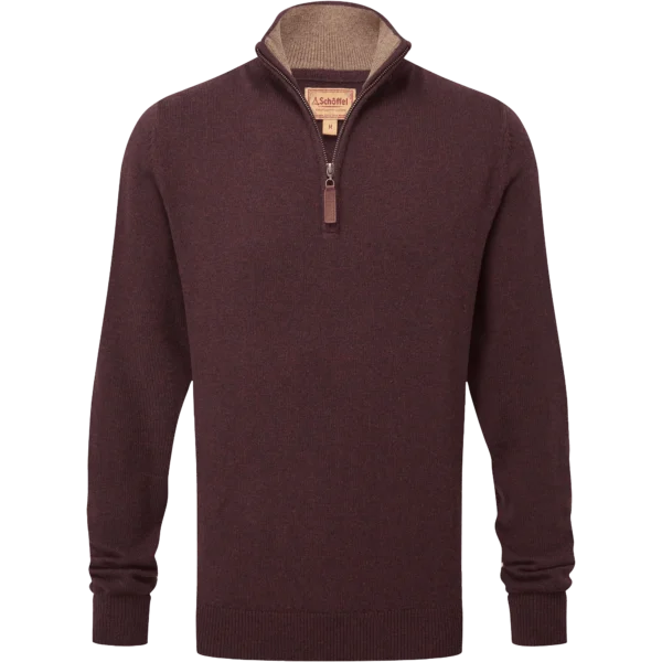 Schoffel Lewis Lambswool Quarter Zip Jumper - Port