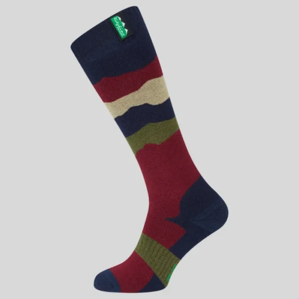Ridgeline Merino Wool Socks - Full Length - Berry Stripes